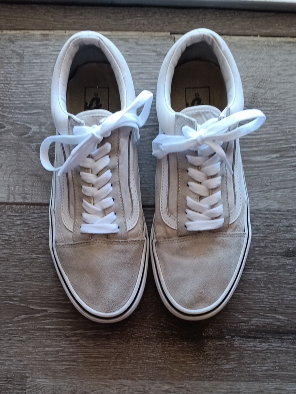 Vans Beige and White Old Skool Sneakers
